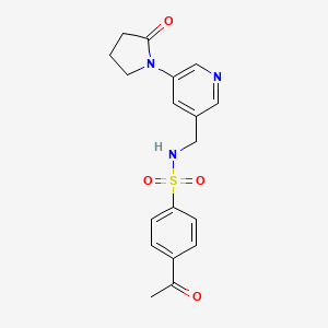 4-acetyl-N-{[5-(2-oxopyrrolidin-1-yl)pyridin-3-yl]methyl}benzene-1-sulfonamide