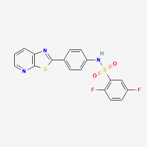 molecular formula C18H11F2N3O2S2 B2932291 2,5-difluoro-N-(4-(thiazolo[5,4-b]pyridin-2-yl)phenyl)benzenesulfonamide CAS No. 863594-48-3