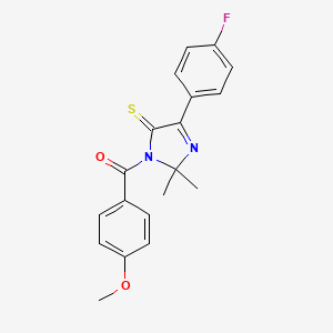 molecular formula C19H17FN2O2S B2932312 4-(4-fluorophenyl)-1-(4-methoxybenzoyl)-2,2-dimethyl-2,5-dihydro-1H-imidazole-5-thione CAS No. 1223957-46-7