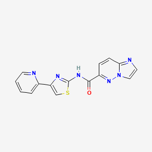 molecular formula C15H10N6OS B2932335 N-[4-(pyridin-2-yl)-1,3-thiazol-2-yl]imidazo[1,2-b]pyridazine-6-carboxamide CAS No. 2415512-16-0