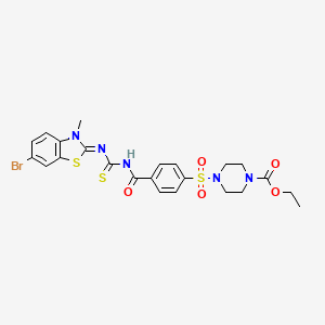 molecular formula C23H24BrN5O5S3 B2932336 (Z)-ethyl 4-((4-(((6-bromo-3-methylbenzo[d]thiazol-2(3H)-ylidene)carbamothioyl)carbamoyl)phenyl)sulfonyl)piperazine-1-carboxylate CAS No. 398997-88-1