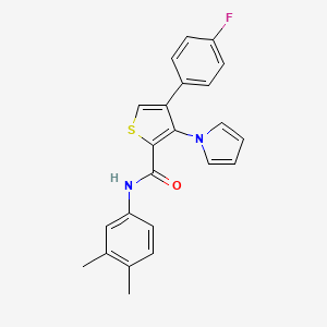 molecular formula C23H19FN2OS B2932337 N-(3,4-dimethylphenyl)-4-(4-fluorophenyl)-3-(1H-pyrrol-1-yl)thiophene-2-carboxamide CAS No. 1358042-12-2