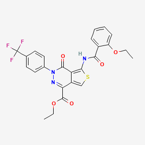 molecular formula C25H20F3N3O5S B2932340 ethyl 5-(2-ethoxybenzamido)-4-oxo-3-[4-(trifluoromethyl)phenyl]-3H,4H-thieno[3,4-d]pyridazine-1-carboxylate CAS No. 851951-17-2