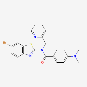 molecular formula C22H19BrN4OS B2932343 N-(6-bromo-1,3-benzothiazol-2-yl)-4-(dimethylamino)-N-[(pyridin-2-yl)methyl]benzamide CAS No. 900005-87-0