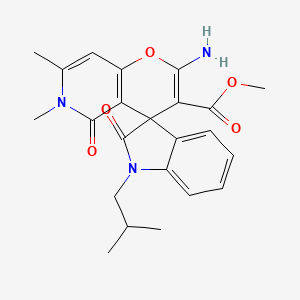 B2932347 Methyl 2'-amino-1-isobutyl-6',7'-dimethyl-2,5'-dioxo-5',6'-dihydrospiro[indoline-3,4'-pyrano[3,2-c]pyridine]-3'-carboxylate CAS No. 886165-75-9