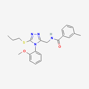 molecular formula C21H24N4O2S B2932348 N-((4-(2-methoxyphenyl)-5-(propylthio)-4H-1,2,4-triazol-3-yl)methyl)-3-methylbenzamide CAS No. 391916-20-4