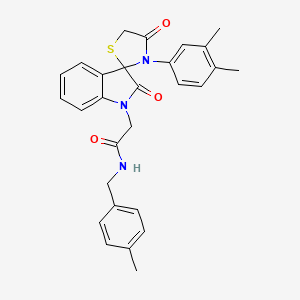molecular formula C28H27N3O3S B2932353 2-[3'-(3,4-dimethylphenyl)-2,4'-dioxo-1,2-dihydrospiro[indole-3,2'-[1,3]thiazolidine]-1-yl]-N-[(4-methylphenyl)methyl]acetamide CAS No. 894557-50-7