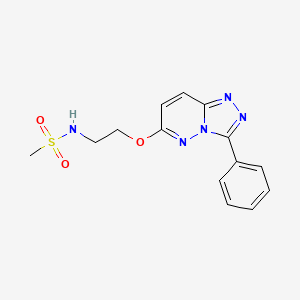 molecular formula C14H15N5O3S B2932354 N-(2-((3-phenyl-[1,2,4]triazolo[4,3-b]pyridazin-6-yl)oxy)ethyl)methanesulfonamide CAS No. 1021082-24-5
