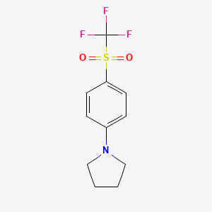 molecular formula C11H12F3NO2S B2932357 4-(TRIFLUOROMETHYLSULFONYL)PHENYL-1-YLPYRROLIDINE CAS No. 692279-06-4