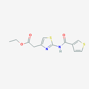 molecular formula C12H12N2O3S2 B2932365 Ethyl 2-(2-(thiophene-3-carboxamido)thiazol-4-yl)acetate CAS No. 938532-91-3