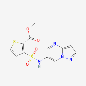 molecular formula C12H10N4O4S2 B2932369 methyl 3-({pyrazolo[1,5-a]pyrimidin-6-yl}sulfamoyl)thiophene-2-carboxylate CAS No. 2034450-01-4