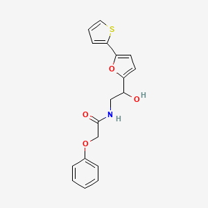 molecular formula C18H17NO4S B2932385 N-{2-hydroxy-2-[5-(thiophen-2-yl)furan-2-yl]ethyl}-2-phenoxyacetamide CAS No. 2320537-78-6