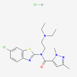 molecular formula C19H25Cl2N5OS B2932423 N-(6-chloro-1,3-benzothiazol-2-yl)-N-[2-(diethylamino)ethyl]-1,3-dimethyl-1H-pyrazole-5-carboxamide hydrochloride CAS No. 1329860-11-8