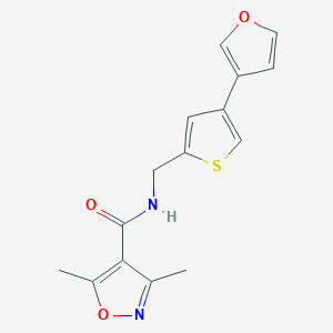 molecular formula C15H14N2O3S B2932432 N-{[4-(furan-3-yl)thiophen-2-yl]methyl}-3,5-dimethyl-1,2-oxazole-4-carboxamide CAS No. 2380039-96-1