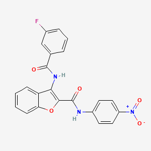 molecular formula C22H14FN3O5 B2932461 3-(3-fluorobenzamido)-N-(4-nitrophenyl)benzofuran-2-carboxamide CAS No. 887898-26-2