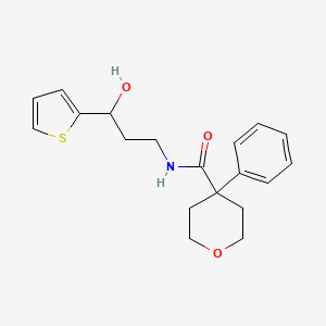 molecular formula C19H23NO3S B2932495 N-[3-HYDROXY-3-(THIOPHEN-2-YL)PROPYL]-4-PHENYLOXANE-4-CARBOXAMIDE CAS No. 1421453-87-3