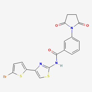 molecular formula C18H12BrN3O3S2 B2932536 N-[4-(5-bromothiophen-2-yl)-1,3-thiazol-2-yl]-3-(2,5-dioxopyrrolidin-1-yl)benzamide CAS No. 361479-49-4