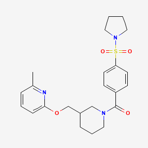 B2932540 [3-[(6-Methylpyridin-2-yl)oxymethyl]piperidin-1-yl]-(4-pyrrolidin-1-ylsulfonylphenyl)methanone CAS No. 2379977-73-6