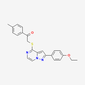 molecular formula C23H21N3O2S B2932546 2-{[2-(4-ethoxyphenyl)pyrazolo[1,5-a]pyrazin-4-yl]sulfanyl}-1-(4-methylphenyl)ethan-1-one CAS No. 1206991-76-5