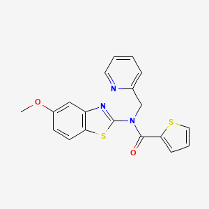 molecular formula C19H15N3O2S2 B2932577 N-(5-methoxy-1,3-benzothiazol-2-yl)-N-[(pyridin-2-yl)methyl]thiophene-2-carboxamide CAS No. 900005-35-8
