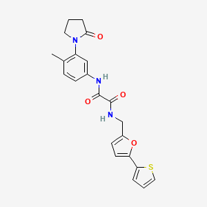 molecular formula C22H21N3O4S B2932598 N'-[4-methyl-3-(2-oxopyrrolidin-1-yl)phenyl]-N-{[5-(thiophen-2-yl)furan-2-yl]methyl}ethanediamide CAS No. 2034593-62-7
