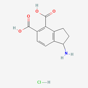molecular formula C11H12ClNO4 B2932647 1-amino-2,3-dihydro-1H-indene-4,5-dicarboxylic acid hydrochloride CAS No. 2260935-80-4