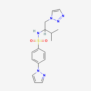 molecular formula C16H20N6O2S B2932650 N-(3-methyl-1-(1H-1,2,3-triazol-1-yl)butan-2-yl)-4-(1H-pyrazol-1-yl)benzenesulfonamide CAS No. 2034307-81-6