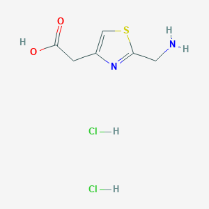 molecular formula C6H10Cl2N2O2S B2932659 2-[2-(Aminomethyl)-1,3-thiazol-4-yl]acetic acid dihydrochloride CAS No. 2089257-46-3