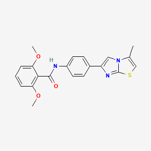 molecular formula C21H19N3O3S B2932672 2,6-dimethoxy-N-(4-(3-methylimidazo[2,1-b]thiazol-6-yl)phenyl)benzamide CAS No. 893985-60-9