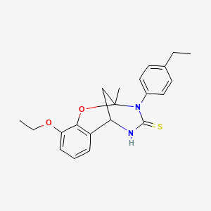 molecular formula C21H24N2O2S B2932754 10-ethoxy-3-(4-ethylphenyl)-2-methyl-2,3,5,6-tetrahydro-4H-2,6-methano-1,3,5-benzoxadiazocine-4-thione CAS No. 702655-92-3