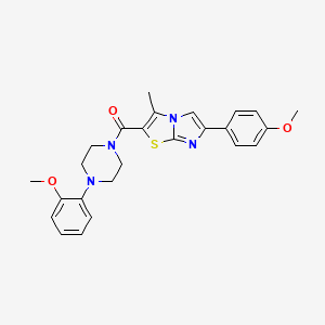 molecular formula C25H26N4O3S B2932762 1-(2-METHOXYPHENYL)-4-[6-(4-METHOXYPHENYL)-3-METHYLIMIDAZO[2,1-B][1,3]THIAZOLE-2-CARBONYL]PIPERAZINE CAS No. 852134-59-9