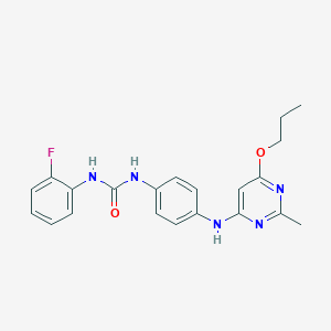 molecular formula C21H22FN5O2 B2932772 1-(2-Fluorophenyl)-3-(4-((2-methyl-6-propoxypyrimidin-4-yl)amino)phenyl)urea CAS No. 946303-68-0