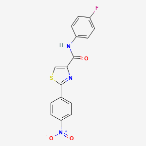 molecular formula C16H10FN3O3S B2932799 N-(4-fluorophenyl)-2-(4-nitrophenyl)-1,3-thiazole-4-carboxamide CAS No. 400080-64-0