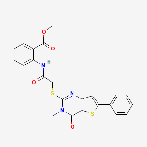 molecular formula C23H19N3O4S2 B2932834 methyl 2-[2-({3-methyl-4-oxo-6-phenyl-3H,4H-thieno[3,2-d]pyrimidin-2-yl}sulfanyl)acetamido]benzoate CAS No. 1105252-07-0