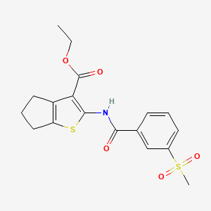 molecular formula C18H19NO5S2 B2932850 ethyl 2-(3-(methylsulfonyl)benzamido)-5,6-dihydro-4H-cyclopenta[b]thiophene-3-carboxylate CAS No. 896288-74-7