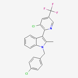 molecular formula C22H15Cl2F3N2 B2932866 1-(4-chlorobenzyl)-3-[3-chloro-5-(trifluoromethyl)-2-pyridinyl]-2-methyl-1H-indole CAS No. 400074-09-1