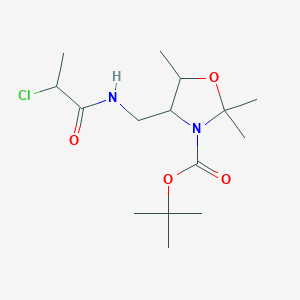 molecular formula C15H27ClN2O4 B2932870 Tert-butyl 4-[(2-chloropropanoylamino)methyl]-2,2,5-trimethyl-1,3-oxazolidine-3-carboxylate CAS No. 2411223-56-6