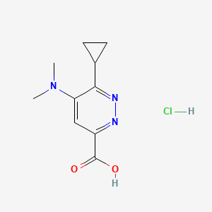 molecular formula C10H14ClN3O2 B2932886 6-cyclopropyl-5-(dimethylamino)pyridazine-3-carboxylic acid hydrochloride CAS No. 2361798-97-0