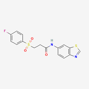 molecular formula C16H13FN2O3S2 B2932889 N-(1,3-benzothiazol-6-yl)-3-(4-fluorobenzenesulfonyl)propanamide CAS No. 899960-93-1