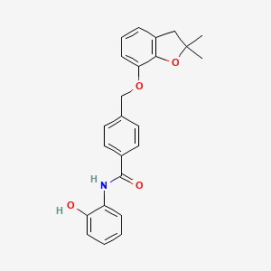 molecular formula C24H23NO4 B2932923 4-{[(2,2-dimethyl-2,3-dihydro-1-benzofuran-7-yl)oxy]methyl}-N-(2-hydroxyphenyl)benzamide CAS No. 921784-49-8