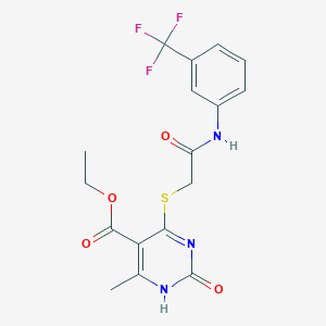molecular formula C17H16F3N3O4S B2932927 ethyl 6-methyl-2-oxo-4-[({[3-(trifluoromethyl)phenyl]carbamoyl}methyl)sulfanyl]-1,2-dihydropyrimidine-5-carboxylate CAS No. 900002-14-4