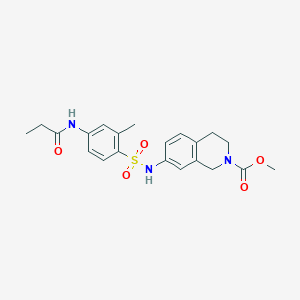 molecular formula C21H25N3O5S B2932958 methyl 7-(2-methyl-4-propionamidophenylsulfonamido)-3,4-dihydroisoquinoline-2(1H)-carboxylate CAS No. 1448034-19-2
