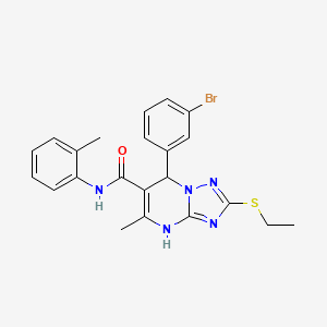 molecular formula C22H22BrN5OS B2932960 7-(3-bromophenyl)-2-(ethylsulfanyl)-5-methyl-N-(2-methylphenyl)-4H,7H-[1,2,4]triazolo[1,5-a]pyrimidine-6-carboxamide CAS No. 1021212-63-4