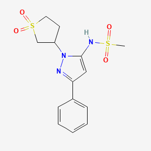 molecular formula C14H17N3O4S2 B2932964 N-[1-(1,1-dioxo-1lambda6-thiolan-3-yl)-3-phenyl-1H-pyrazol-5-yl]methanesulfonamide CAS No. 942676-67-7