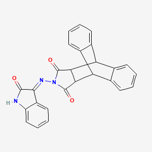 molecular formula C26H17N3O3 B2932980 (9s,10s)-13-((E)-(2-oxoindolin-3-ylidene)amino)-10,11-dihydro-9H-9,10-[3,4]epipyrroloanthracene-12,14(13H,15H)-dione CAS No. 896009-38-4