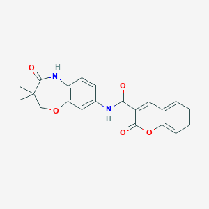 molecular formula C21H18N2O5 B2932983 N-(3,3-dimethyl-4-oxo-2,3,4,5-tetrahydro-1,5-benzoxazepin-8-yl)-2-oxo-2H-chromene-3-carboxamide CAS No. 921527-57-3