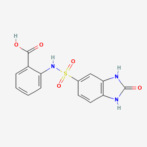 molecular formula C14H11N3O5S B2933062 2-(2-Oxo-2,3-dihydro-1H-benzoimidazole-5-sulfonylamino)-benzoic acid CAS No. 701275-61-8