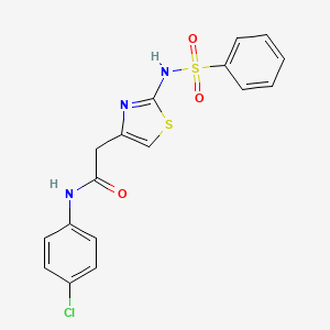 molecular formula C17H14ClN3O3S2 B2933063 N-(4-chlorophenyl)-2-(2-(phenylsulfonamido)thiazol-4-yl)acetamide CAS No. 922130-33-4