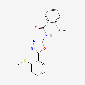 molecular formula C17H15N3O3S B2933068 2-methoxy-N-(5-(2-(methylthio)phenyl)-1,3,4-oxadiazol-2-yl)benzamide CAS No. 886910-27-6
