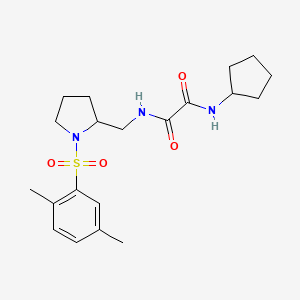 molecular formula C20H29N3O4S B2933091 N'-cyclopentyl-N-{[1-(2,5-dimethylbenzenesulfonyl)pyrrolidin-2-yl]methyl}ethanediamide CAS No. 896284-14-3